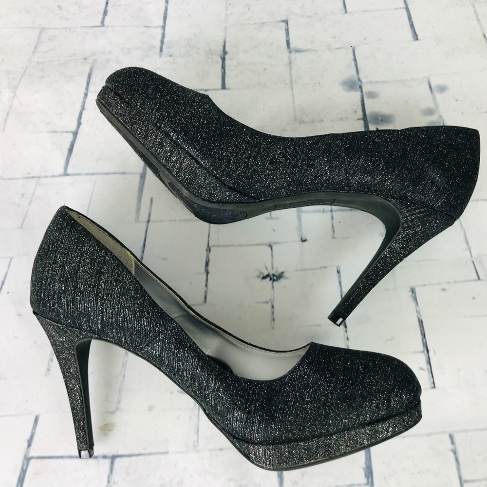 ❤️3/$20 FIONI NIGHTS Black Sparkle Glitter Heels 8 - Picture 3 of 7